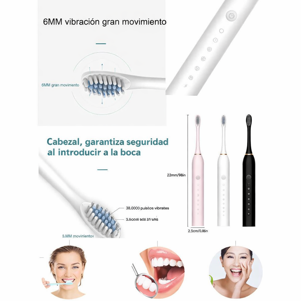 Cepillo de dientes eléctrico sónico con 4 cabezales