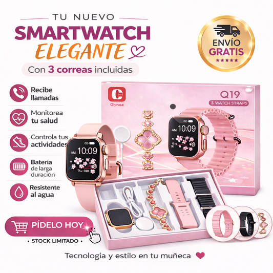 Smartwatch Elegante Mujer + Correas + Reloj Joya + Cargador Magnético
