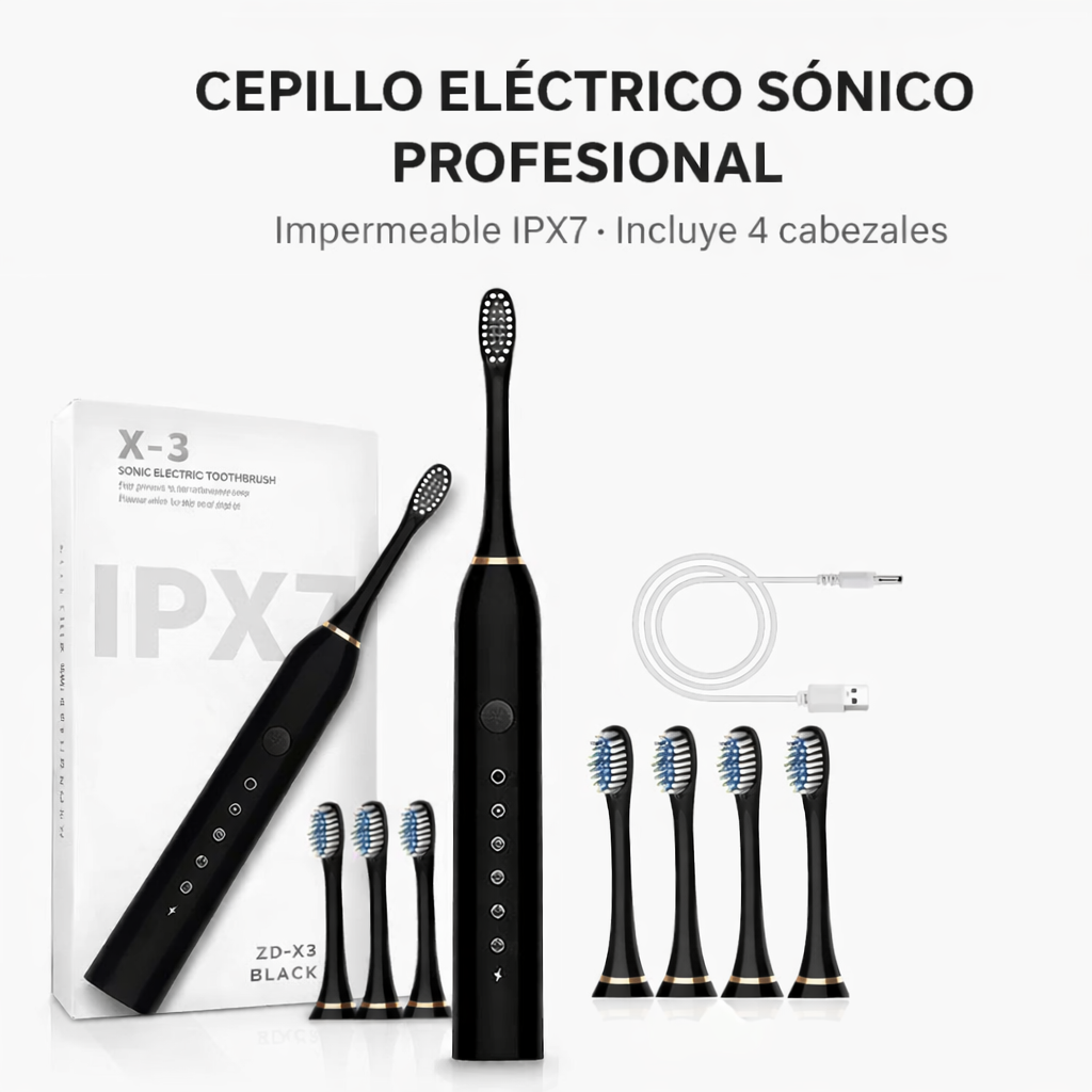 Cepillo de dientes eléctrico sónico con 4 cabezales