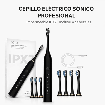 Cepillo de dientes eléctrico sónico con 4 cabezales
