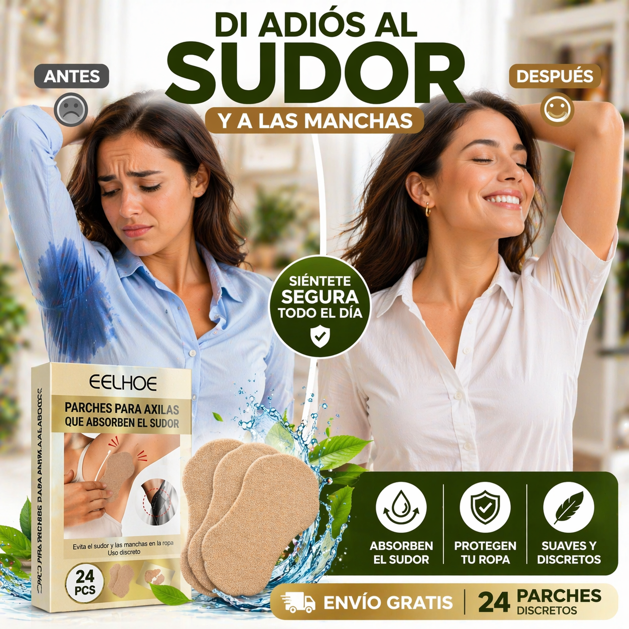 Parches para Axilas Antisudor 24 Unidades Absorben Sudor Invisible Bajo la Ropa⚡OFERTA LIMITADA⚡